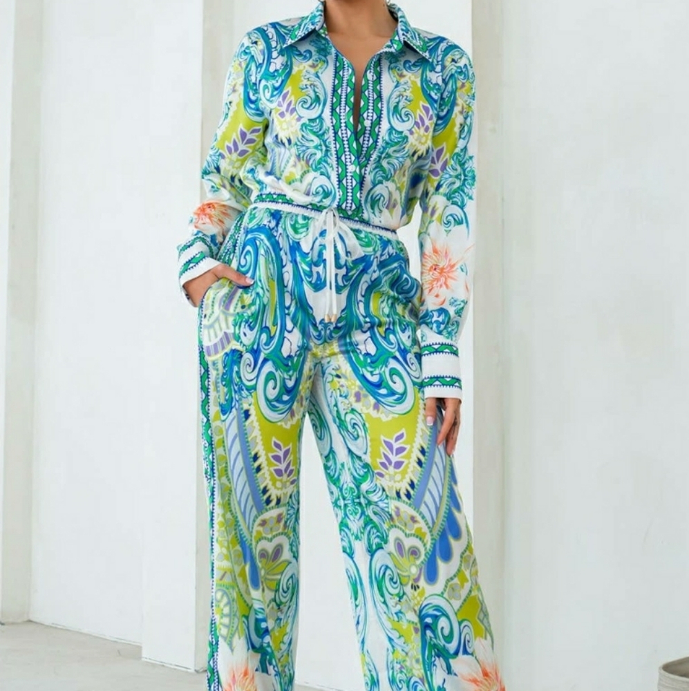 Two Piece Wide Leg Pants Set